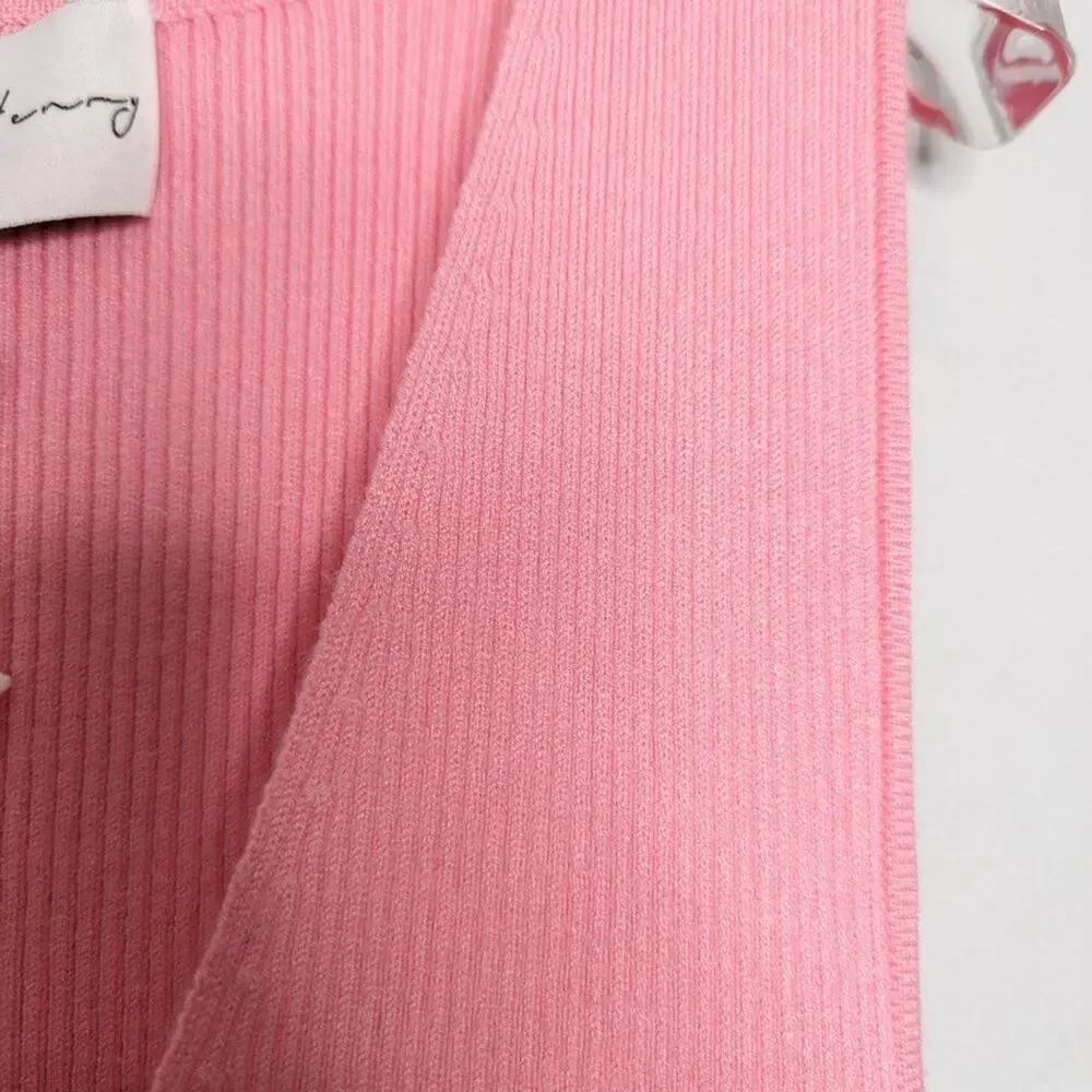 Charles Henry Pink Rib Twist Front Body-Con Minidress Sleeveless V-Neck NWT M - Picture 6 of 9
